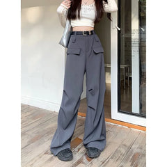 Cargo Pants Women High Waist Loose Fashion Wide Leg Autumn Winter Casual
