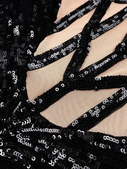 Black Sequin Embellished Mermaid Dress