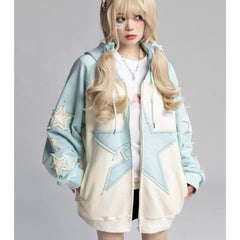 Japanese Y2k Hoodie Women Preppy Style Kawaii Hoodies Cute Streetwear Vintage