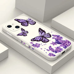 Purple Butterflies Square Silicone Phone Case
