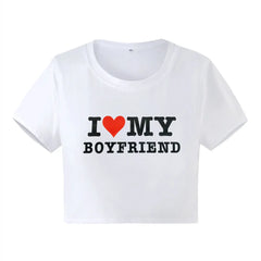 I LOVE MY BOYFRIEND Crop Tee