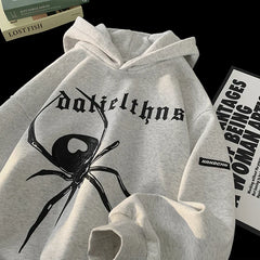 Autumn New Streetwear Spider Pattern Pullover Korean Women Hoodies