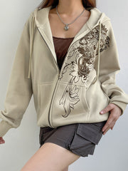 Hoodie Sweat Jacket Coat Aesthetic Hooded Cute