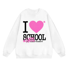 Men Casual Hoodies I Love School Tops Fashion Streetwear Clothing Thick
