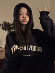 Baggy Sweatshirt Women Letter Printing Long Sleeves Pullover Top