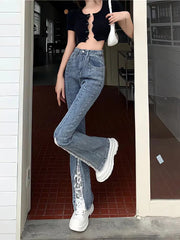 Y2K 90s Chic Lace Denim Flare Jeans