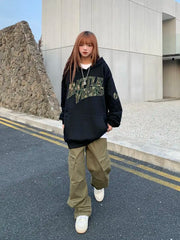 Hooded Loose Baggy Long Pullovers Sweatshirts for Women 90s Vintage Warm 2000s