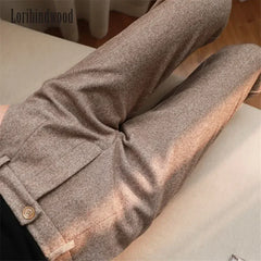 Woolen Pants Harem Pencil Pants 2023 Autumn Winter High Waisted Casual Suit Pants