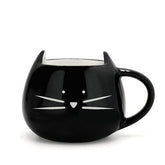 Cartoon Cat Mugs Coffee Cups with Stirring Spoon Black White Ceramic