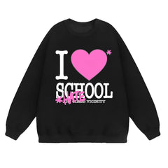 Men Casual Hoodies I Love School Tops Fashion Streetwear Clothing Thick