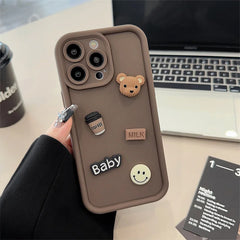 Coffee Brown Cute 3D Bear Phone Cases for Iphone