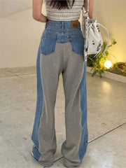 Autumn Winter Jeans Long Pant Women Hole Fashion Irregular Patchwork Ladies Trousers