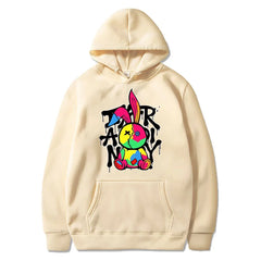 Retro Gothic Unisex Hoodie Cute Rabbit Print