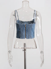 No Invite Denim Corset Top