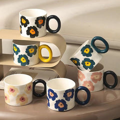 Ceramic single cup with handle modern simple