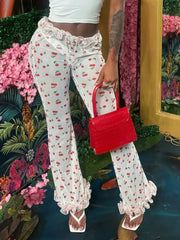 Cherry Ruffle Mesh Trouser