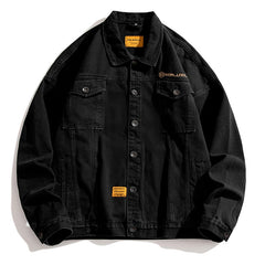 Men Vintage Denim Jacket Autumn Slim Fit Cowboy Coat Korean Streetwear