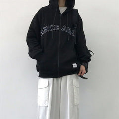 Hoodie Men Letter Print Hooded Sweatshirt Sport Pockets Long Sleeve Oversize