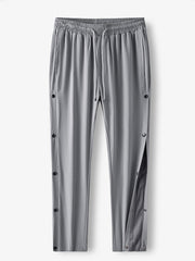 Men's Sweatpants: Side Button Loose Casual Straight Pants