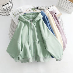 Hoodies Thick Fashion Women Sweatshirt Coat Solid Color Baggy Casual Clothes