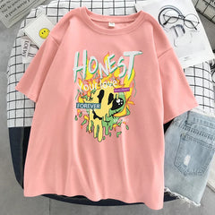 "Honest Love" Imaginary Space Print Women's Oversized Casual T-Shirt