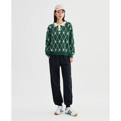 Sweaters woman Long Sleeves Polo Neck with Green Casual Chic Tops