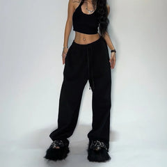Kpop Y2K Gray Baggy Jogging Sweatpants for Women