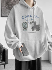 Cool Cartoon Cat Graphic Print Y2K Japan Style Casual Hoodies Men For Spring and Autumn