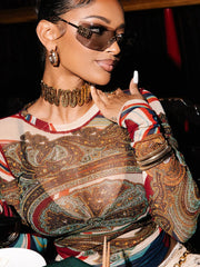 Slice Of Life Long Sleeve Mesh Top