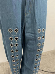 Metal Eyes Low Waist Straight Leg Jeans