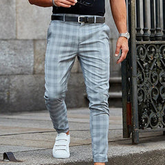 Casual Men's Stripe Plaid Pencil Pants