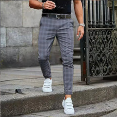 Casual Men's Stripe Plaid Pencil Pants