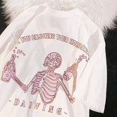 Skeleton Printed Funny Oversized T-shirt Female Tops Vintage