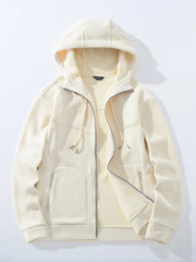 Jacket Men Winter Unisex Hooded Windbreaker with Thick Warm Fleece Coat