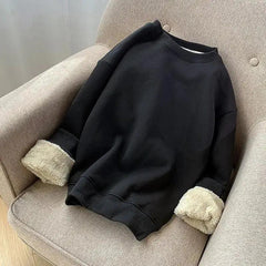 Hoodies Men y2k Cashmere Thickened Warm Sweatshirt Solid