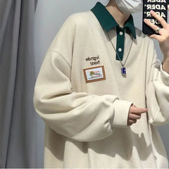 Autumn Vibes: Unisex Waffle Lapel Sweatshirt - American Retro Polo Collar Hoodie