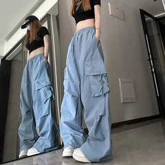 2024 New Fashion Drawstring Women Cargo Pants High Waist Streetwear Hip Hop Y2K Trousers