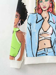 Hoodies Chic Pullovers Tops Beauty Girls Print Fashion 2024