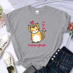 Cat Love Women's Tee Hip Hop Vintage Casual