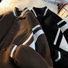 Bomber Jackets Heavyweight Hip Hop Patchwork Baseball Collar Jacket Baseball Uniform