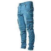 Jeans Pants Multi Pockets Denim Pantalones Slim Fit