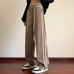 Men Sweatpants Streetwear Side Striped Trend Wide-leg Casual