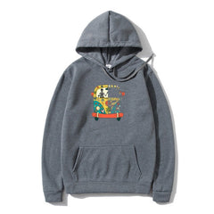 Skull on a Dark Desert Highway Cool Wind Hippie Outerwear, Black Cotton Men's Fleece Funny Hood