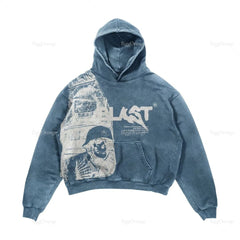 Hoodie Coats Casual Alphabet Blast Print Pattern Skull Fashion Hoodie Men Harajuku