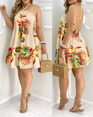 Captivating Tropical Halter Dress: Escape in Style