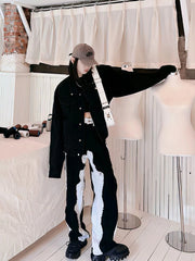 Y2k Harajuku style stitching retro high street casual loose wide-leg new streetwear trouser