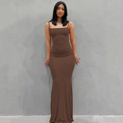 Y2K Satin Slip Maxi Dress Summer Bodycon Sexy Elegant Outfit