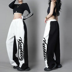 Stylish Y2K Sweatpants: High-Waist, Patchwork Contrast