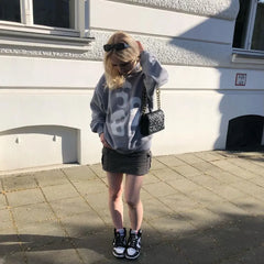 Y2K 2023 American New Print Hoodie Casual Couple Streetwear Women's