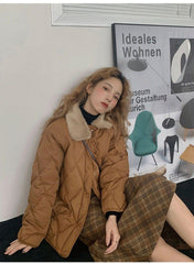 Jackets Quilted Loose Warm Korean Fashion Down Coats Casual Soft Bomber Jacket